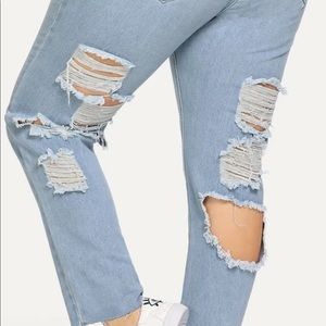 Brand New Plus Size Blue Jeans w/Distress on Back